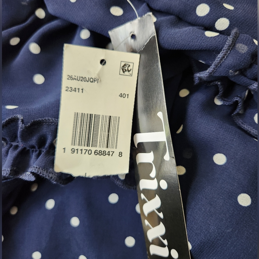 TRIXXI Navy Ruffle Polkadot Romper - Size L - Picture 10 of 14